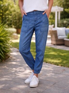 Frank & Eileen Jameson Jogger Utility Jean Size 12 Made USA Casual Luxury